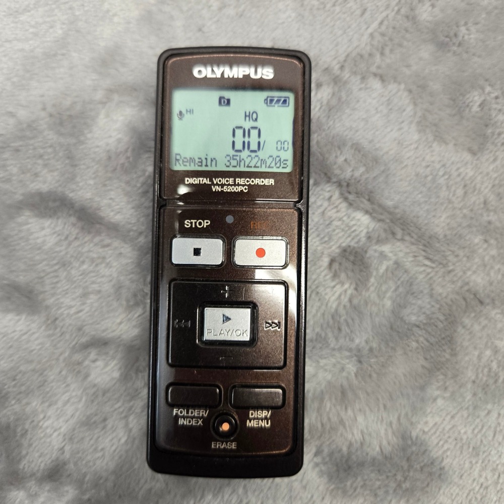 Olympus VN-5200PC Digital Voice Recorder Handheld Black Silver Tested Works